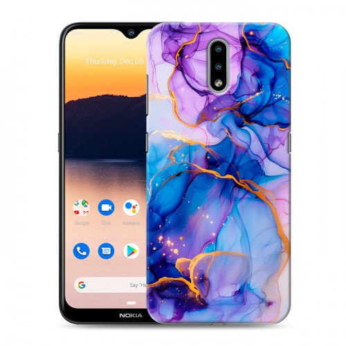 Дизайнерский силиконовый чехол для Nokia 2.3 синий мрамор