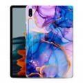 Дизайнерский силиконовый чехол для Samsung Galaxy Tab S7 синий мрамор