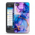 Дизайнерский пластиковый чехол для BlackBerry Z10 синий мрамор