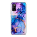 Дизайнерский силиконовый чехол для Tecno Camon 15 синий мрамор