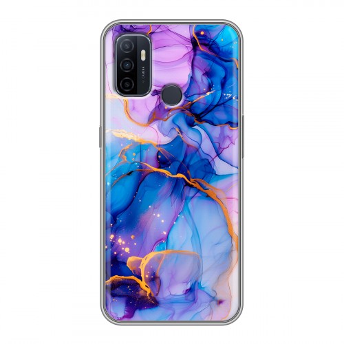 Дизайнерский силиконовый чехол для OPPO A53 синий мрамор