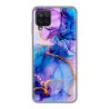 Дизайнерский силиконовый чехол для Samsung Galaxy A12 синий мрамор