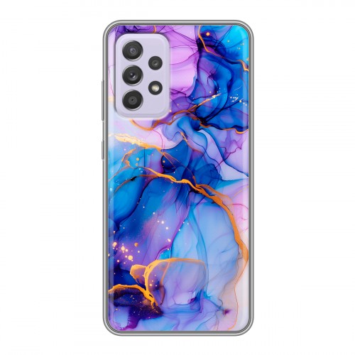 Дизайнерский силиконовый чехол для Samsung Galaxy A52 синий мрамор