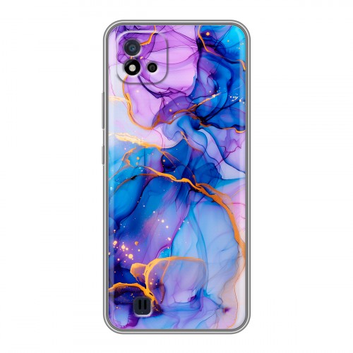 Дизайнерский силиконовый чехол для Realme C20 синий мрамор