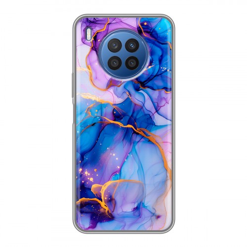 Дизайнерский силиконовый чехол для Huawei Nova 8i синий мрамор