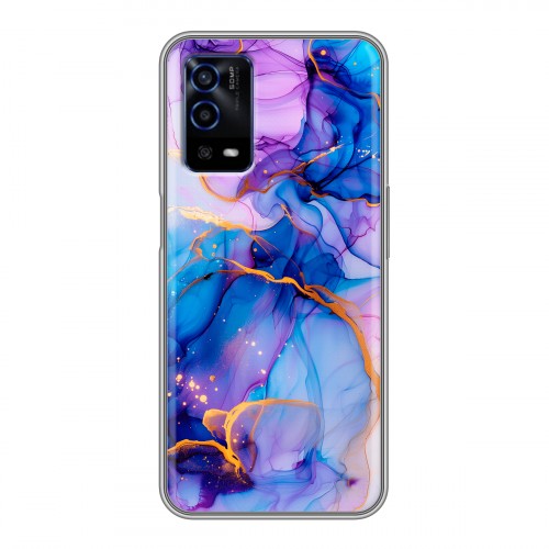 Дизайнерский силиконовый с усиленными углами чехол для OPPO A55 синий мрамор