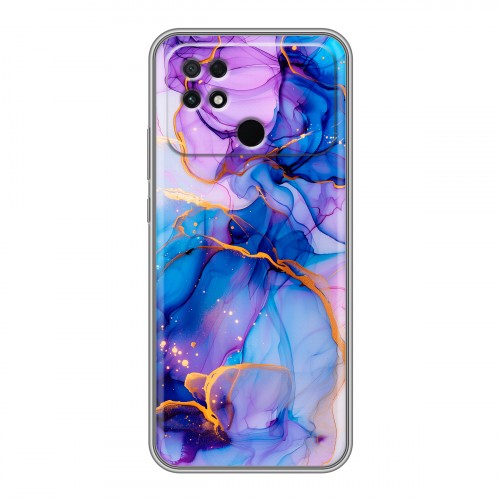 Дизайнерский силиконовый чехол для Xiaomi Poco C40 синий мрамор