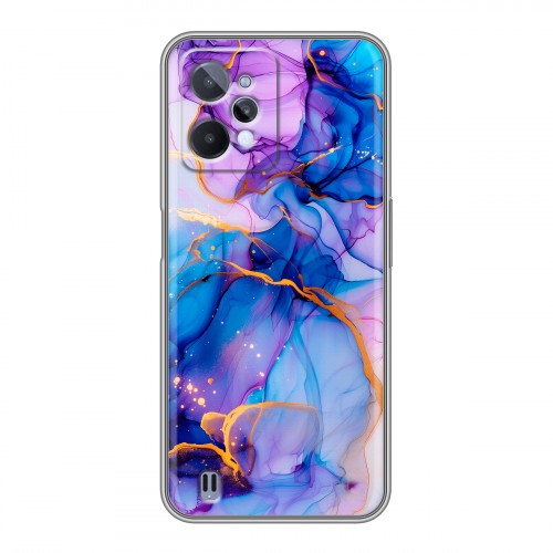 Дизайнерский силиконовый чехол для Realme C31 синий мрамор
