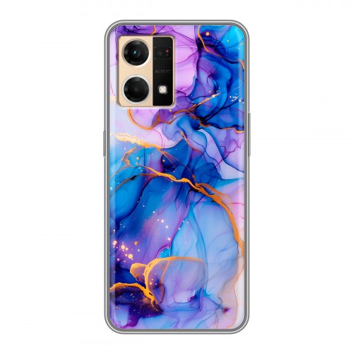 Дизайнерский силиконовый чехол для OPPO Reno7 синий мрамор