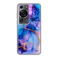 Дизайнерский силиконовый чехол для Huawei P60 синий мрамор