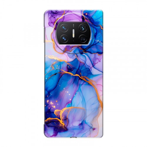 Дизайнерский пластиковый чехол для Huawei Mate X3 синий мрамор