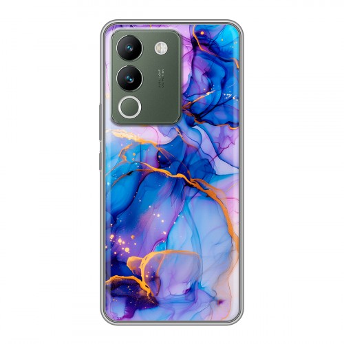 Дизайнерский силиконовый чехол для Vivo V29e синий мрамор