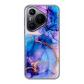 Дизайнерский силиконовый чехол для Huawei Pura 70 синий мрамор