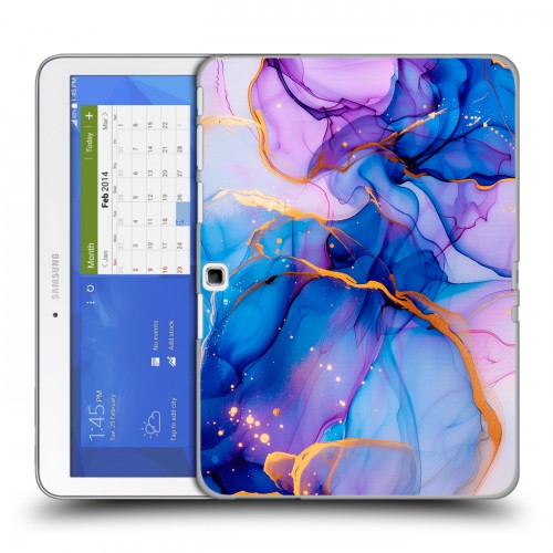 Дизайнерский силиконовый чехол для Samsung Galaxy Tab 4 10.1 синий мрамор