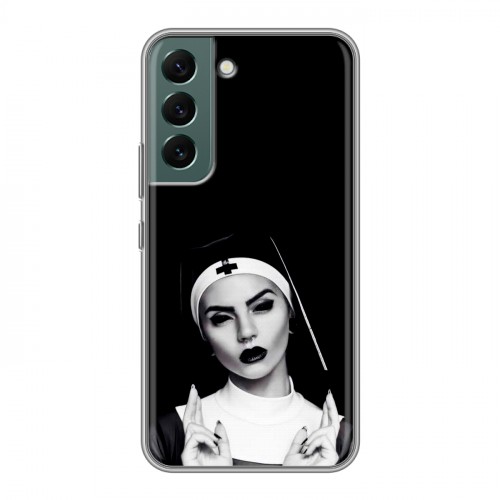 Полупрозрачный дизайнерский пластиковый чехол для Samsung Galaxy S22 монашка