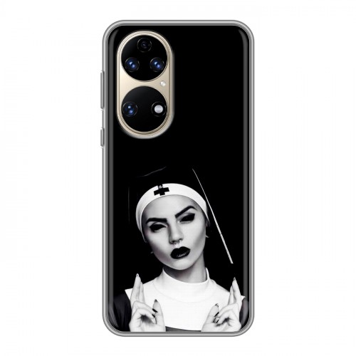 Полупрозрачный дизайнерский силиконовый чехол для Huawei P50 Pro монашка