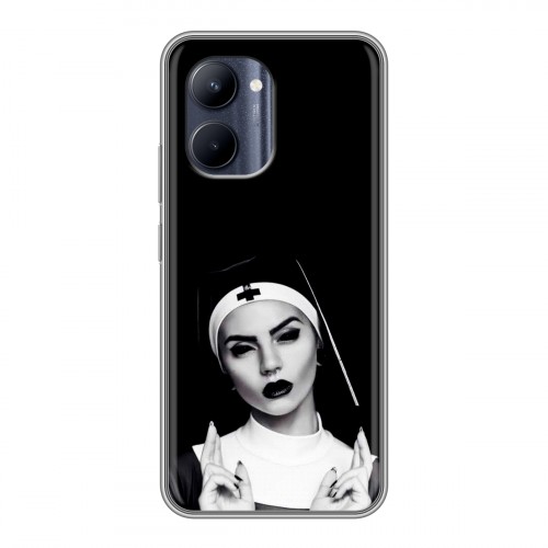 Полупрозрачный дизайнерский силиконовый чехол для Realme C33 монашка
