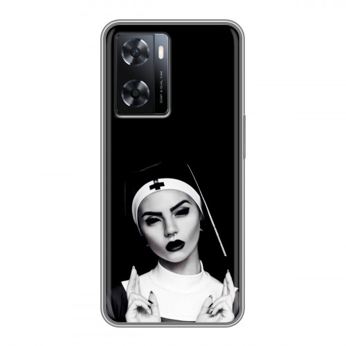 Полупрозрачный дизайнерский пластиковый чехол для OPPO A57s монашка