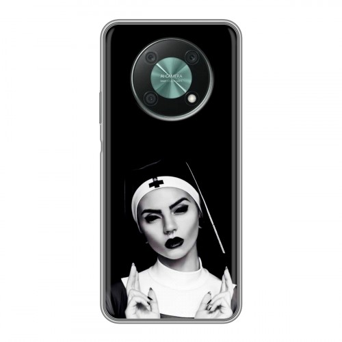 Полупрозрачный дизайнерский силиконовый чехол для Huawei Nova Y90 монашка