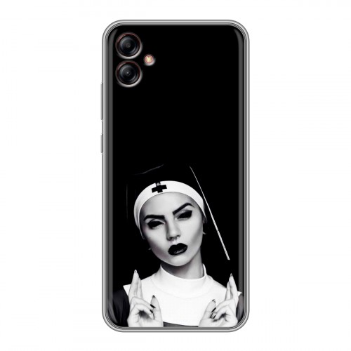 Полупрозрачный дизайнерский силиконовый чехол для Samsung Galaxy A04e монашка