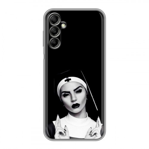 Полупрозрачный дизайнерский пластиковый чехол для Samsung Galaxy A14 монашка