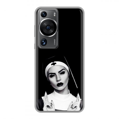 Полупрозрачный дизайнерский пластиковый чехол для Huawei P60 монашка