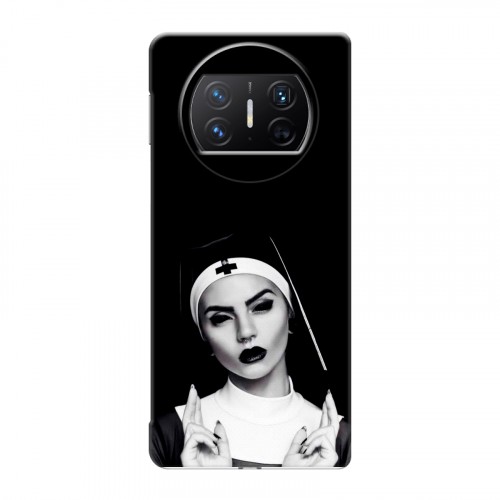 Полупрозрачный дизайнерский пластиковый чехол для Huawei Mate X3 монашка