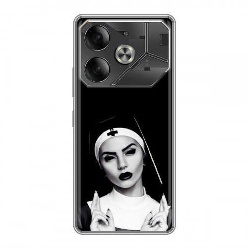 Полупрозрачный дизайнерский пластиковый чехол для Tecno Pova 6 монашка