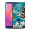 Полупрозрачный дизайнерский пластиковый чехол для Huawei Honor View 10 котики