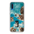 Полупрозрачный дизайнерский пластиковый чехол для Samsung Galaxy A50 котики