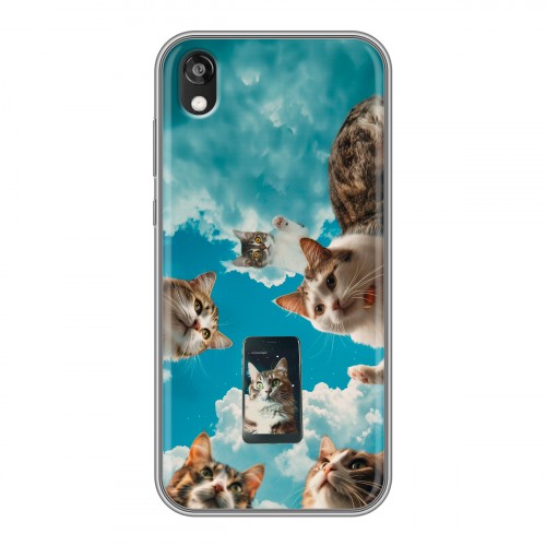Полупрозрачный дизайнерский пластиковый чехол для Huawei Honor 8s котики