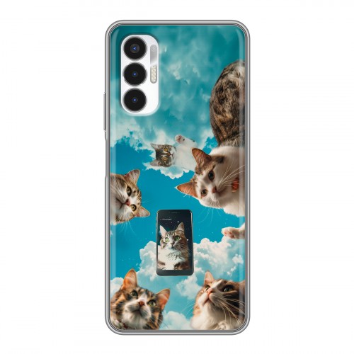 Полупрозрачный дизайнерский пластиковый чехол для Tecno Pova 3 котики