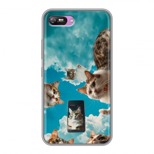 Полупрозрачный дизайнерский силиконовый с усиленными углами чехол для Itel A25 котики