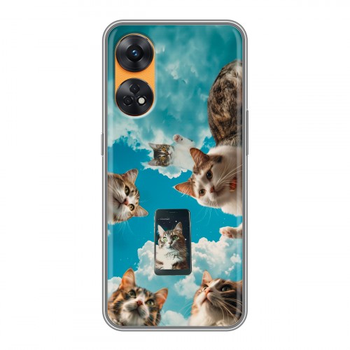 Полупрозрачный дизайнерский пластиковый чехол для OPPO Reno8 T котики