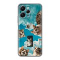 Полупрозрачный дизайнерский пластиковый чехол для Xiaomi RedMi 12 котики