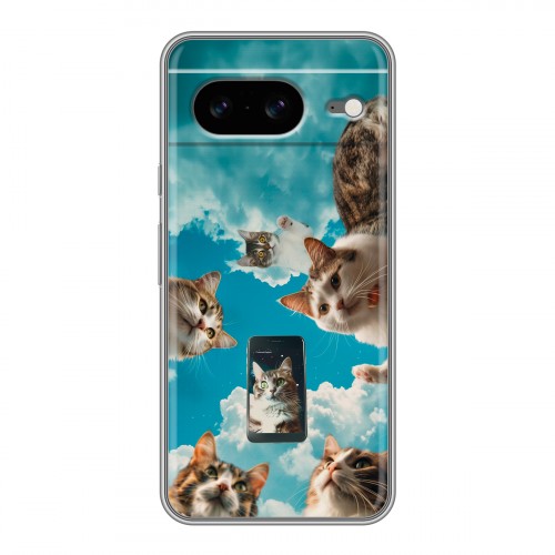 Полупрозрачный дизайнерский пластиковый чехол для Google Pixel 8 котики