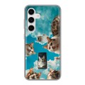 Полупрозрачный дизайнерский пластиковый чехол для Samsung Galaxy S24 котики