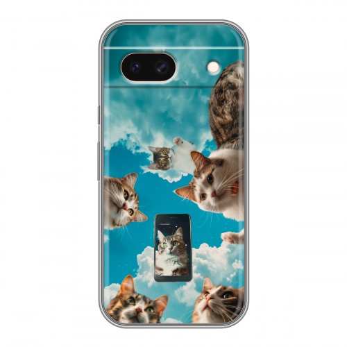 Полупрозрачный дизайнерский пластиковый чехол для Google Pixel 8a котики