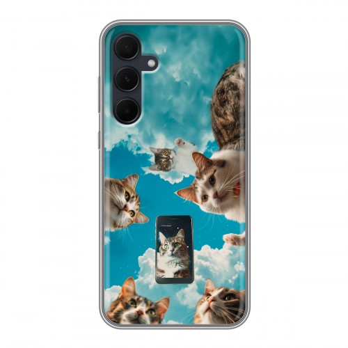 Полупрозрачный дизайнерский пластиковый чехол для Samsung Galaxy A35 котики