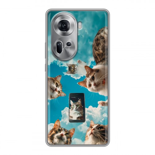 Полупрозрачный дизайнерский пластиковый чехол для OPPO Reno 11 котики