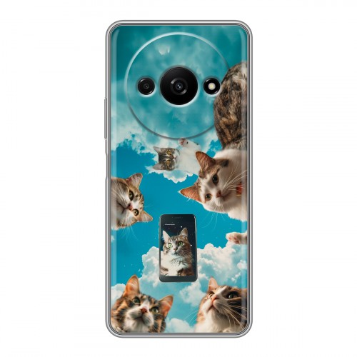 Полупрозрачный дизайнерский пластиковый чехол для Xiaomi RedMi A3 котики