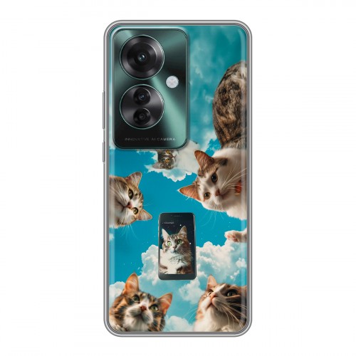 Полупрозрачный дизайнерский пластиковый чехол для Oppo Reno 11F котики