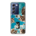 Полупрозрачный дизайнерский пластиковый чехол для Vivo V30 Lite котики