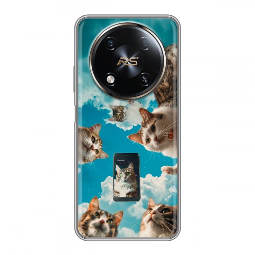 Полупрозрачный дизайнерский пластиковый чехол для Itel RS4 котики