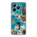 Полупрозрачный дизайнерский силиконовый чехол для Realme C63 котики
