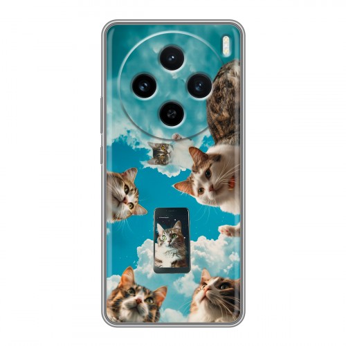 Полупрозрачный дизайнерский пластиковый чехол для Vivo X100 котики