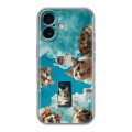 Полупрозрачный дизайнерский пластиковый чехол для Iphone 16 котики