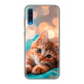 Полупрозрачный дизайнерский пластиковый чехол для Samsung Galaxy A50 котик