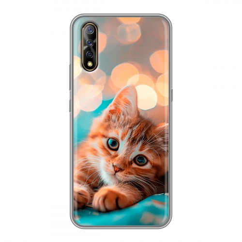Полупрозрачный дизайнерский силиконовый с усиленными углами чехол для Vivo V17 Neo котик