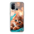 Полупрозрачный дизайнерский силиконовый чехол для OPPO A53 котик